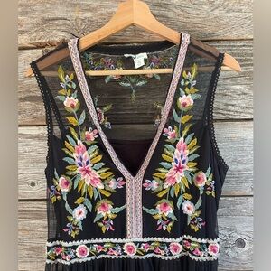 Sundance moonlight rendezvous floral embroidered mesh maxi dress PM